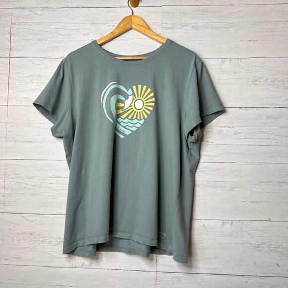 Life is Good Tee Womens SZ XXL Faded Girl Waveheart Crusher 100% Cotton T-Shirt - Picture 1 of 16